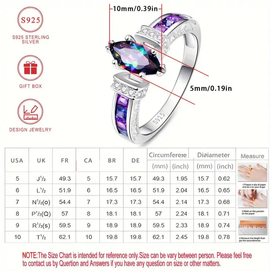 Colored Synthetic Zirconia Ring in Horse Eye Shape S925 Silver
