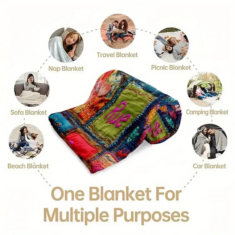1 x Handmade Vintage Patchwork Flannel Throw Blanket 150*200cm