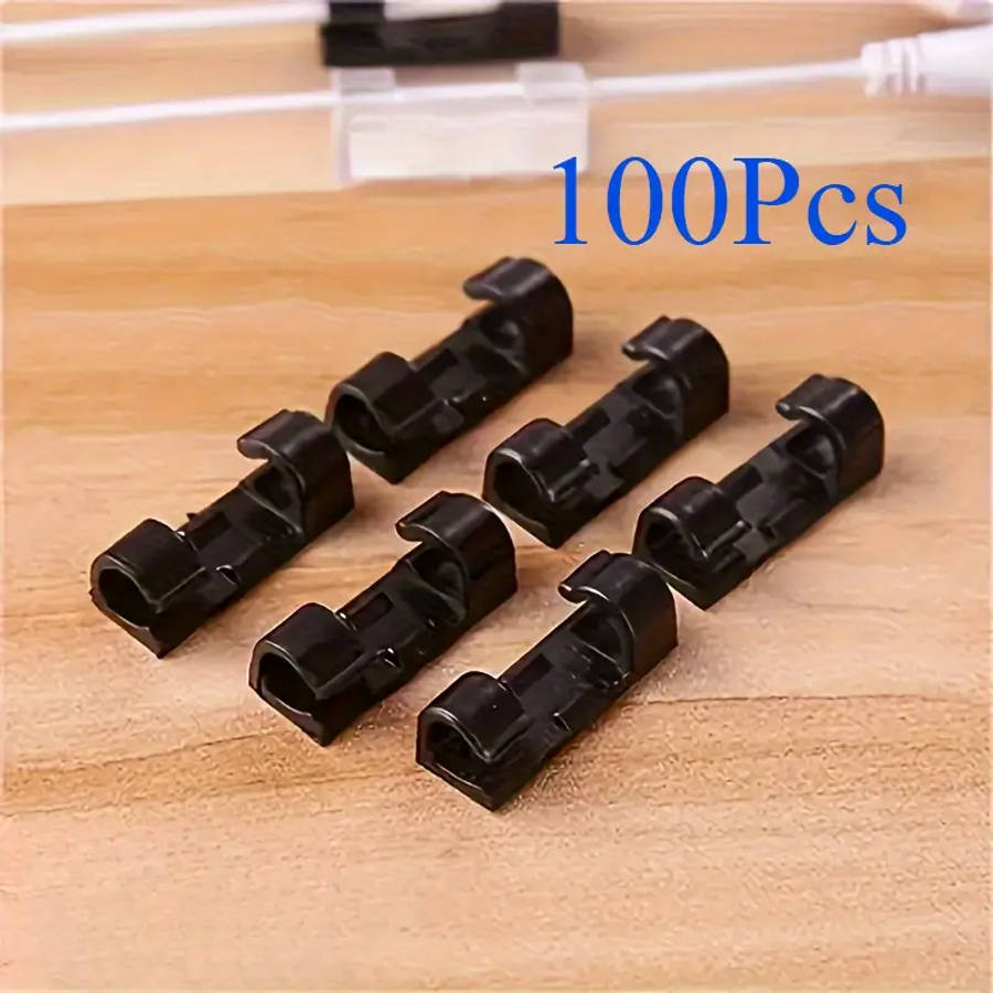 Brand New 100pcs Cable Clips Black Adhesive Cable Clips