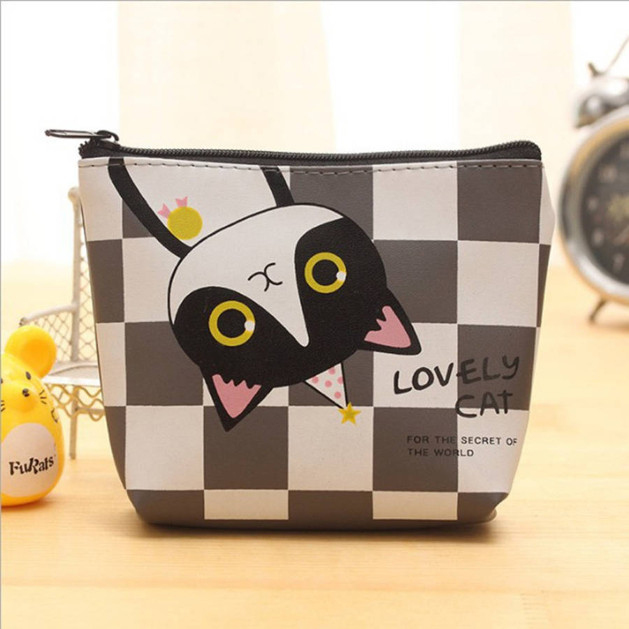 1pc Women's Cat-Themed Zipper Coin Purse Compact Wallet with Adorable Cartoon Kitty Design Multi