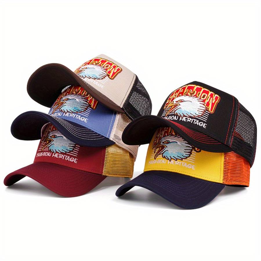 Men'S Outdoor Sports Baseball Cap Collection Multi-Color Polyester Mesh Back Eag