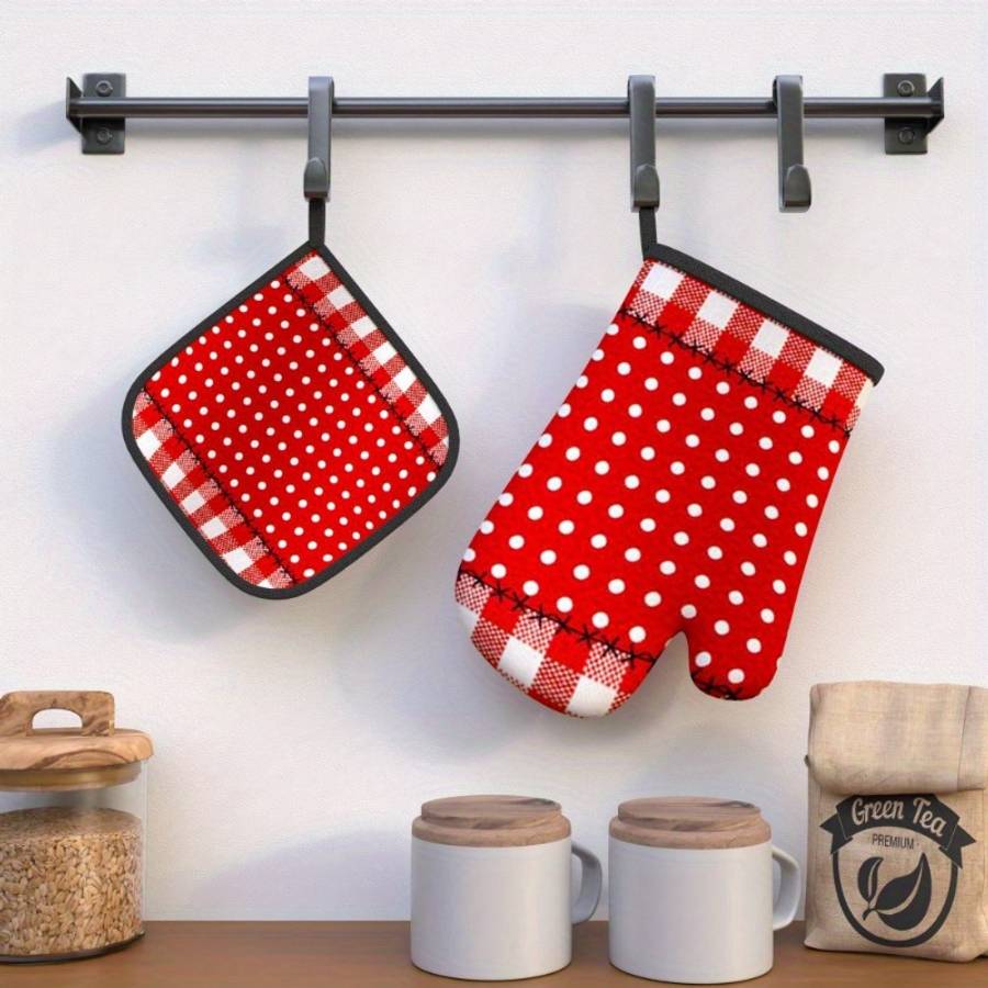 2pcs 26.92x17.02 cm Heat Resistant Oven Mitts And Potholders