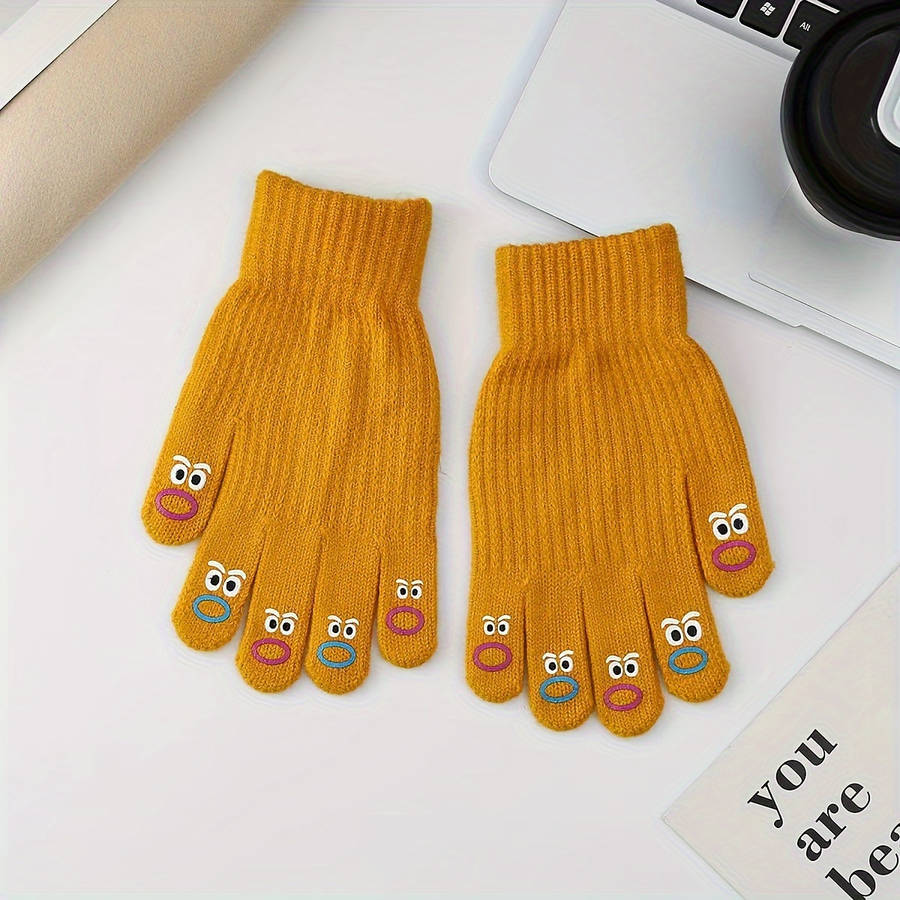 1 Pair Black Warm Gloves