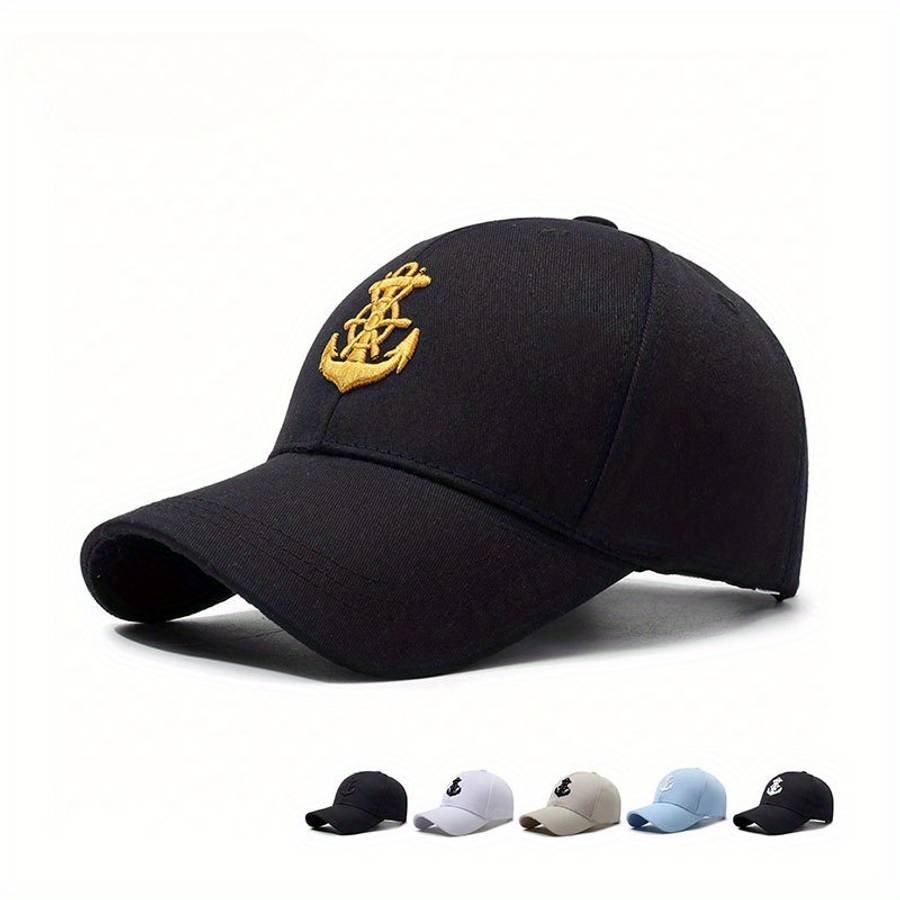 Anchor Baseball Cap Trendy Nautical Design Breathable Polyester Sun Protection Available I