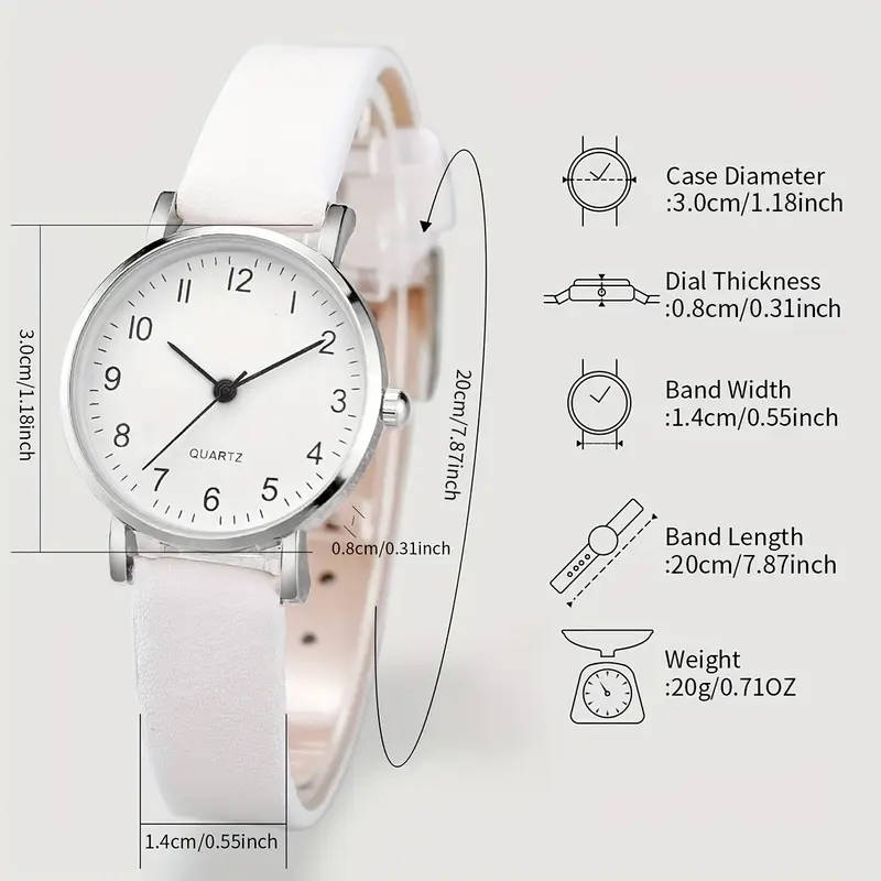 5-Piece Set Of Women's Fashionable Korean Style Simple Quartz Watches