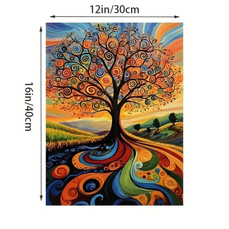 Van Gogh World Tree Canvas Print - Vibrant Abstract Landscape Wall Art, Unframed 30.48 x 40.64 cm
