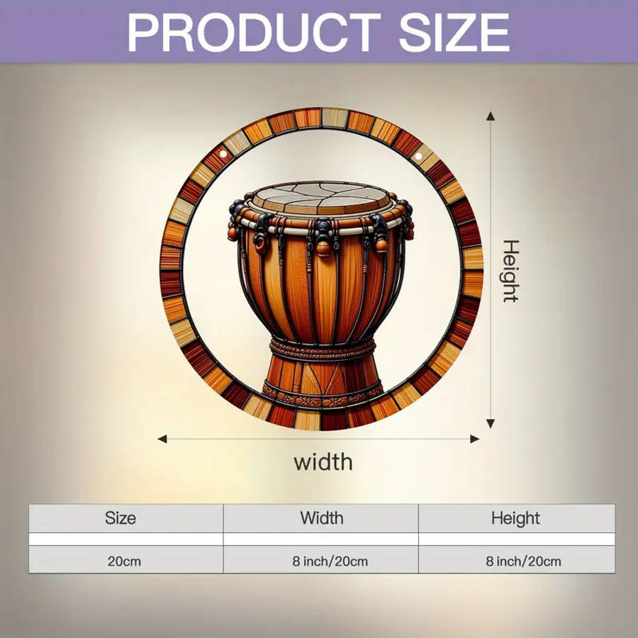 1pc Vintage Style Acrylic Drum Shell Wall Hanging Decor Handcrafted Hardwood Multipurpose No Electri