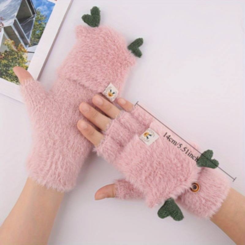 1 Pair Pink One Size Warm Gloves