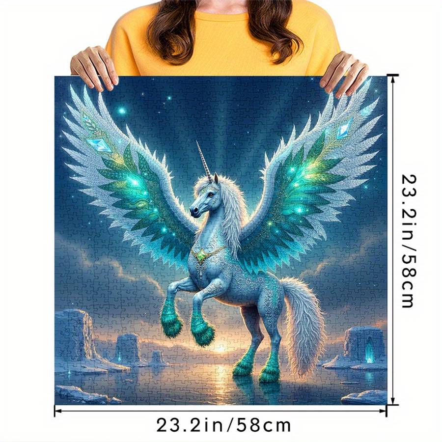 1000pcs Unicorn Glacier Jigsaw Puzzle Scratch Water Resistant Challenging DIY Br