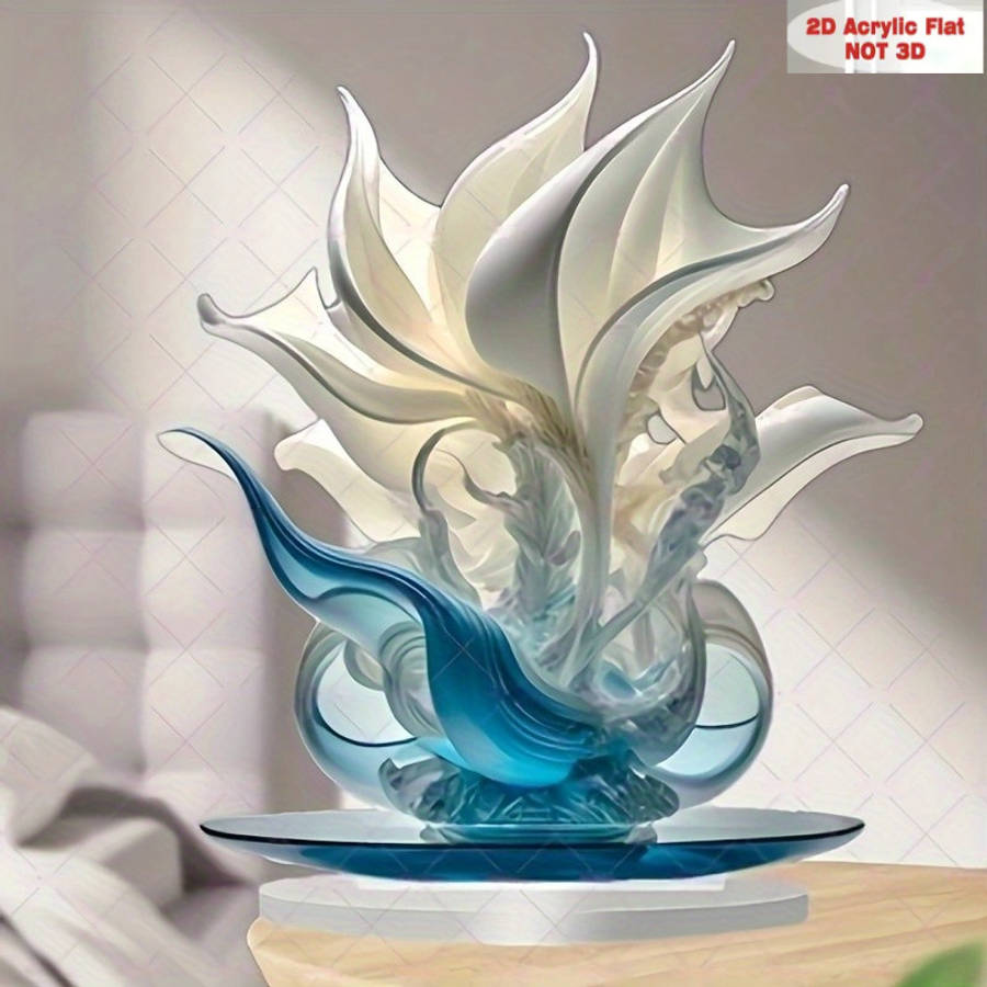1pc 2D Flat  Elegant Bohemian Acrylic Lily Vase  Print Vibrant Floral Design Desktop Deco