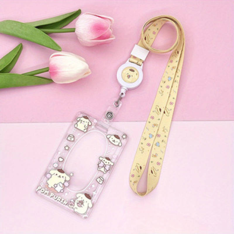 1pc Sanrio Cute Acrylic Card Case- Campus Certificate and Meal Card Embossed Protective Case- Cute