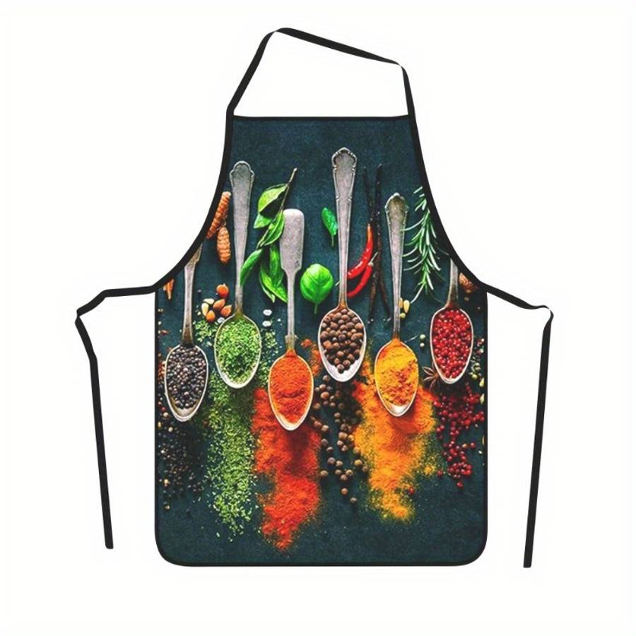 1pc Vibrant Spice Design Kitchen Apron Extra Large Sleeveless Durable Polyester Ideal for Cook