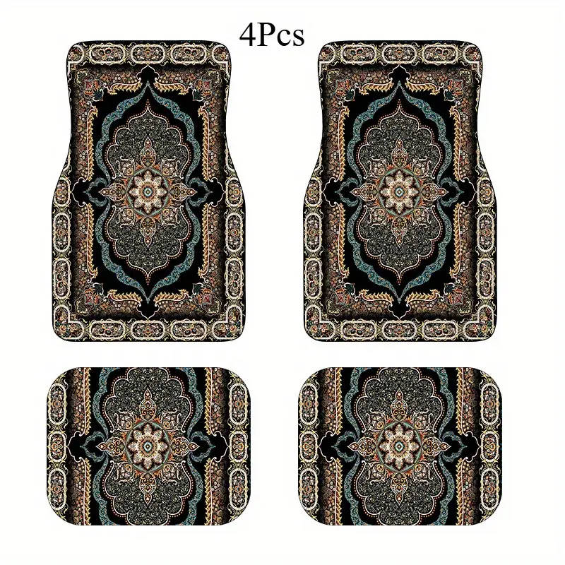 4pcs Bohemian Pattern European Ethnic Car Rubber Mats