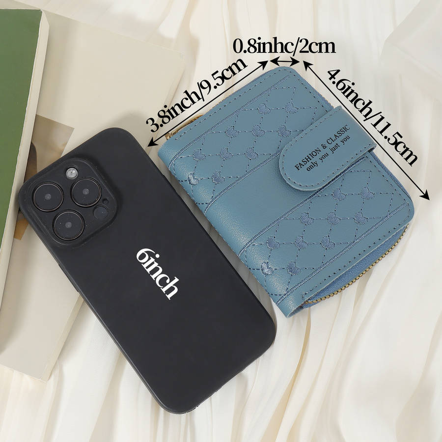 1pc Fashionable Women'S Short Wallets High-Quality Credit Card Storage Bags Multi-Slot Design wi