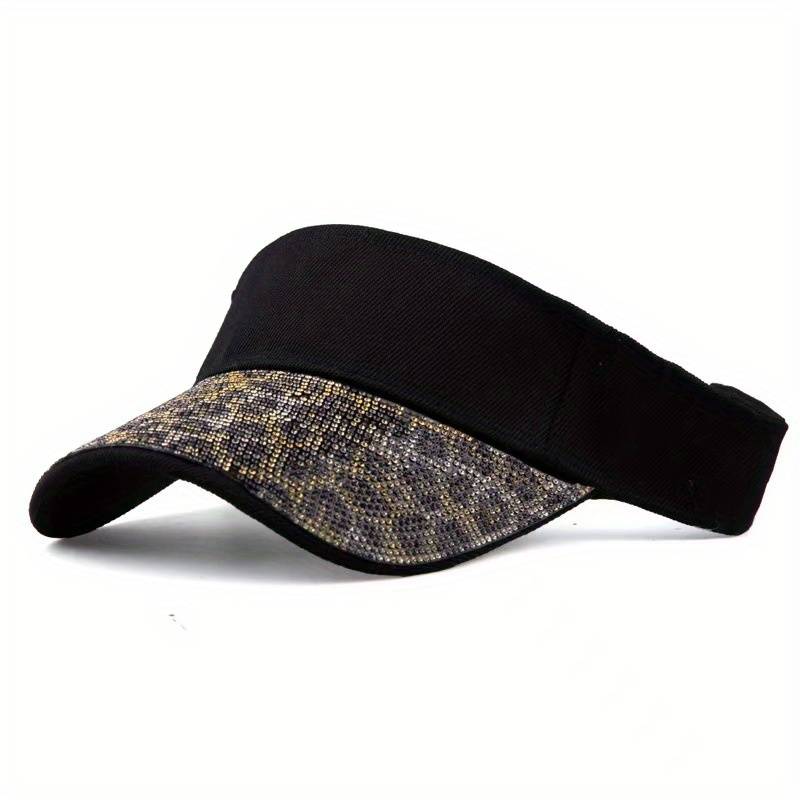 1pc of a New Women'S Leopard Print Stylish Sun Hat Adorned with Crystals a Versatile Brimless