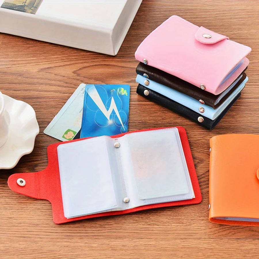 Leather Card Holder 12 Slots Bank Card Wallet Document Organizer Party Supplies No Power Require