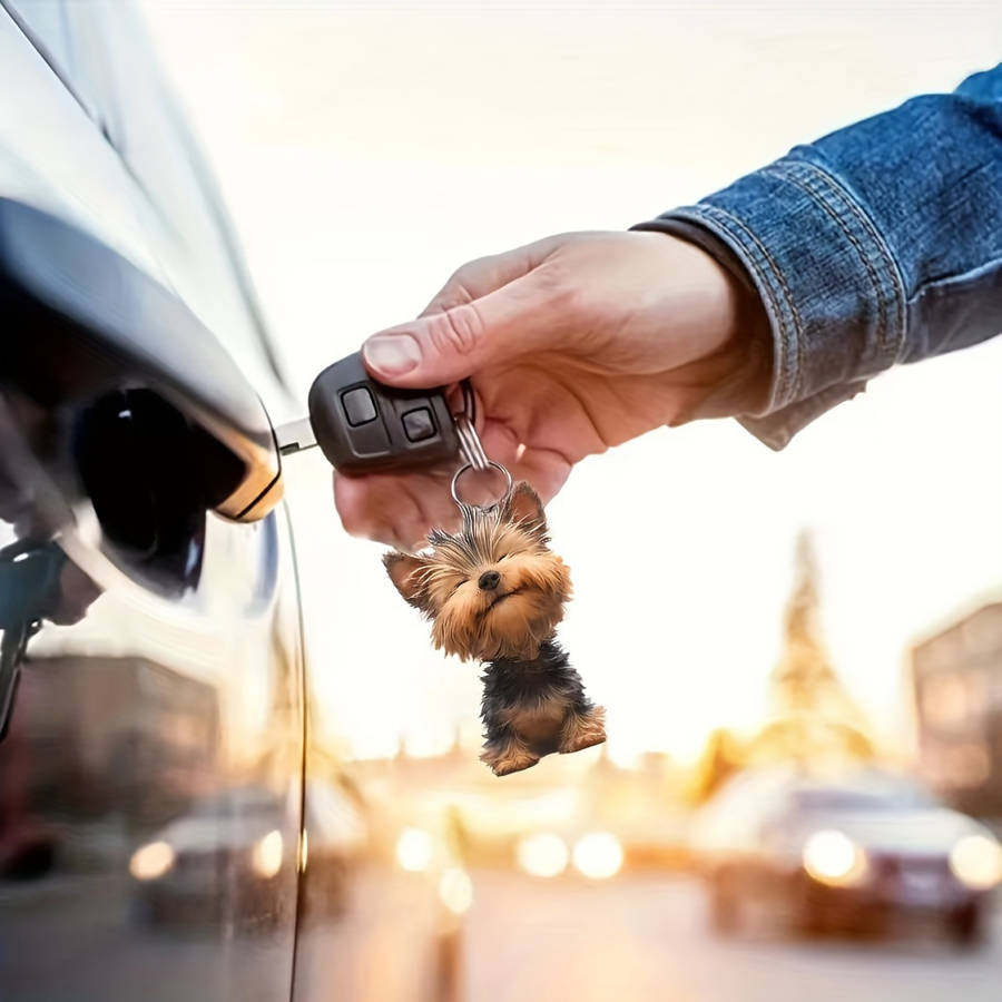 1pc 2D Flat A-Shaped Yorkshire Terrier Decoration