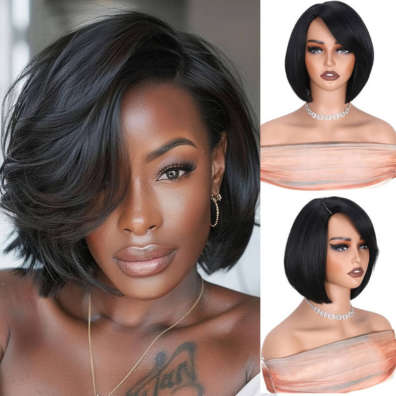 1Pc Black 25.4cm Fashion Design Wig