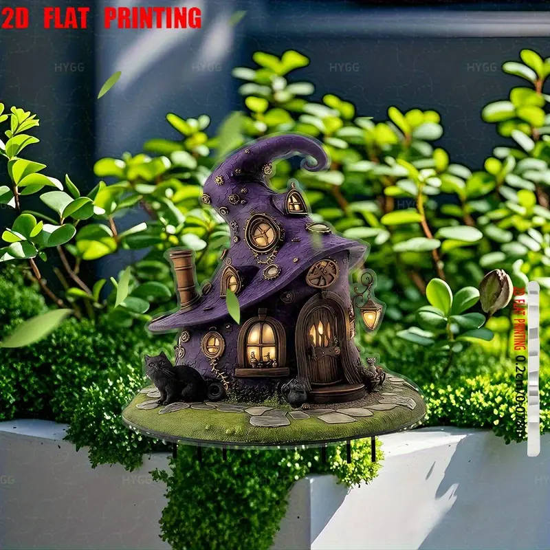 2D Flat 1 Piece Enchanting Witch Themed Garden Gnome House