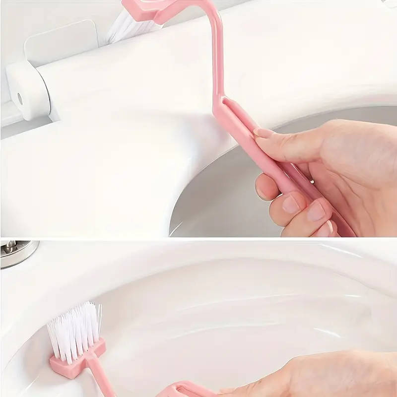1pc V-Shaped Toilet Brush Set Wall-Mountable No Dead Angle Manual Battery-Free Ideal for Bathroom an