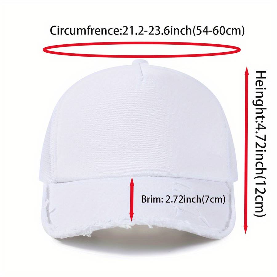 Skibidi Printed Baseball Cap Solid Color Washed Distressed Mesh Trucker Hat Breathable Adjustab