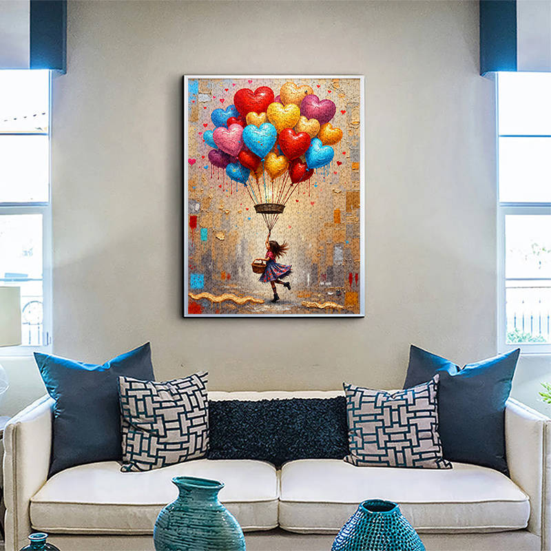 1000pcs Jigsaw Puzzle for Adults Girl Selling Balloons Cityscape Art Premium Water