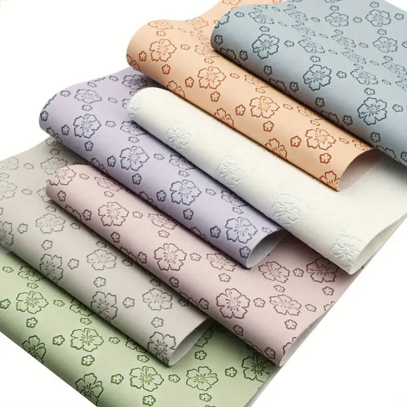 7-Piece Cherry Blossom Floral Faux Leather Fabric