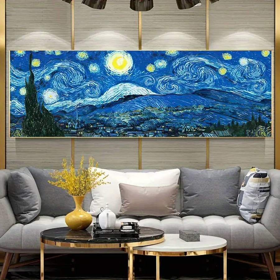 Van Gogh'S "Starry Night" Canvas Art Print - Frameless, Modern Minimalist Wall Decor