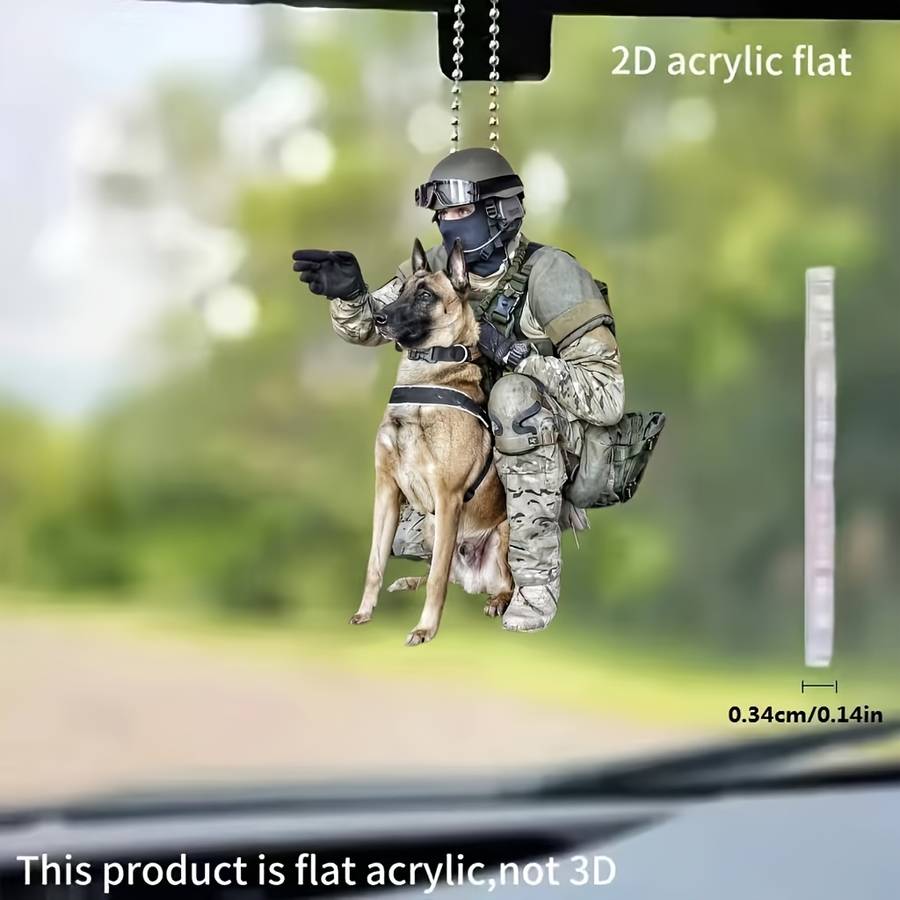 1pc 2D Flat   1 Acrylic Training Dog Car Rearview Mirror Pendant  Multi-Functional Pendan