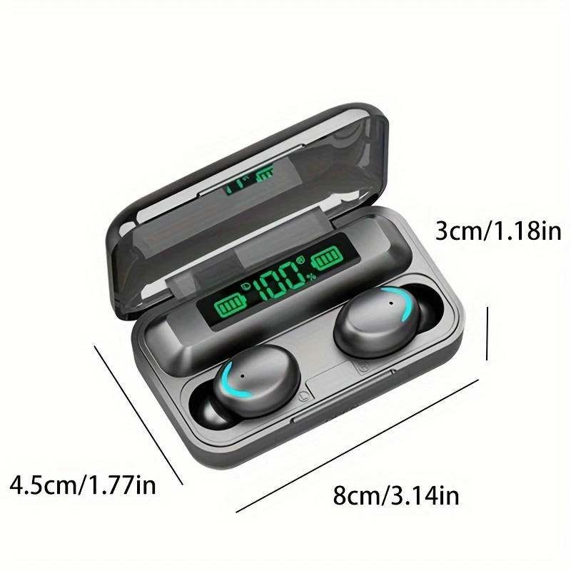 1pc In-Ear TWS F9 Wireless Earbuds with Noise-Canceling HiFi Stereo Sound LED Digital Display Touc