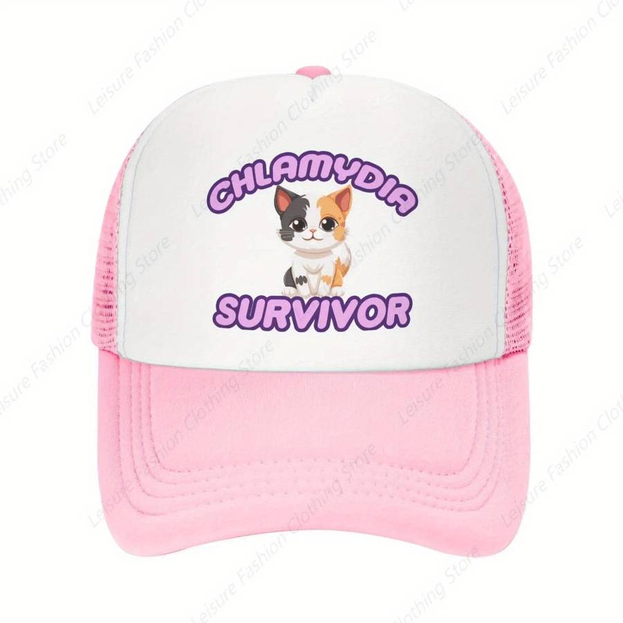Chlamydia Survivor Cat Meme Funny Baseball Cap Adjustable Breathable Mesh Snapback Hat