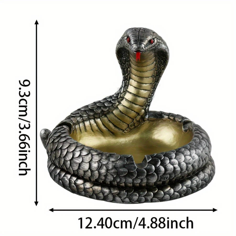 Classic Resin Cobra Ashtray With Decorative Eye Design Unique Irregular Shape Golden Interior Ho