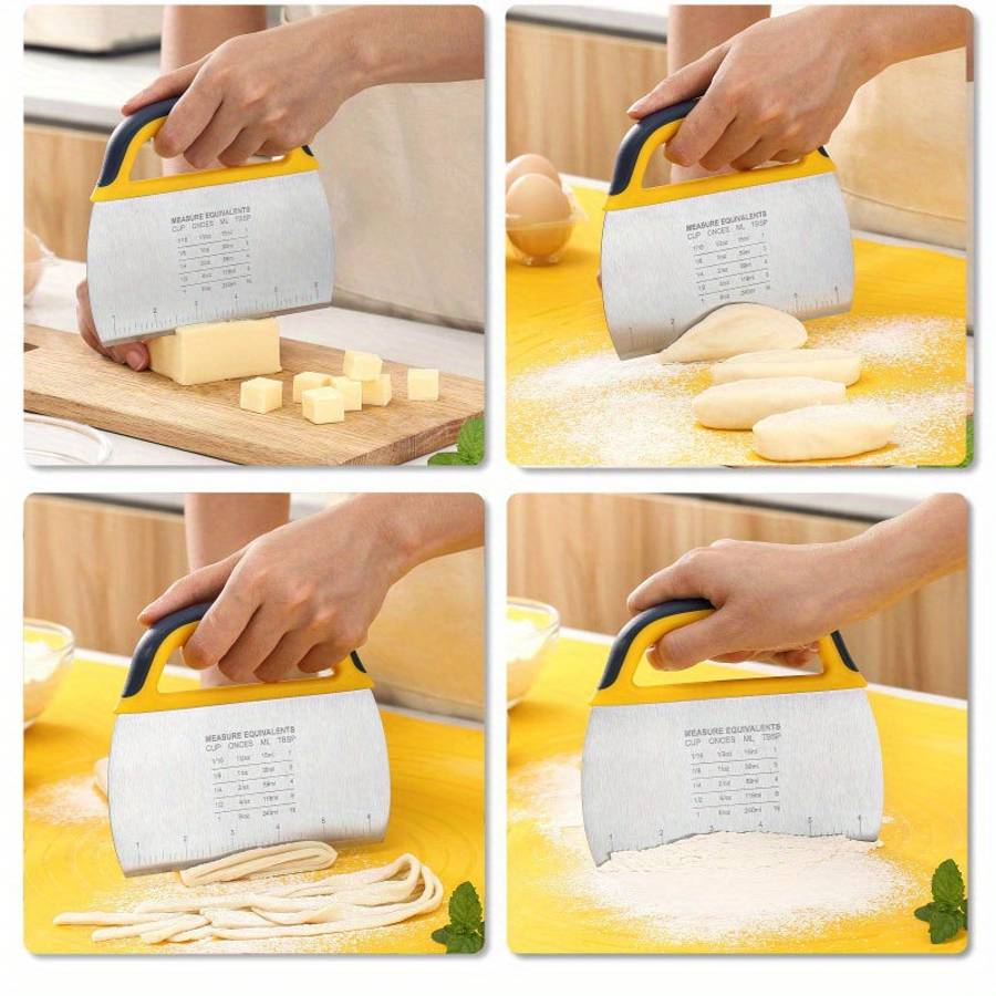 1pc Stainless Steel Slicing Knife with Measuring Scale Durable Non-Slip Silicone Handle Per