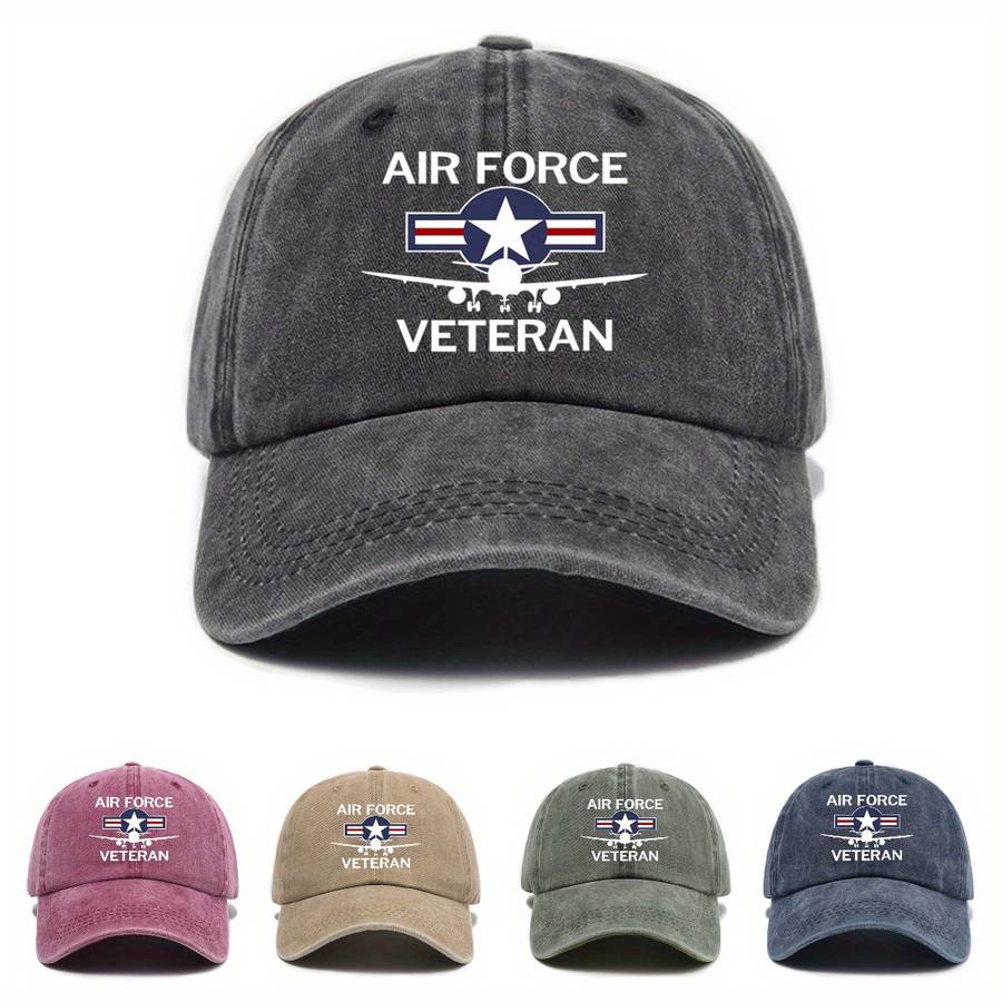 1pc Minimalist Adjustable Baseball Cap with Air Force Veteran Embroidery Sun Protection Casual