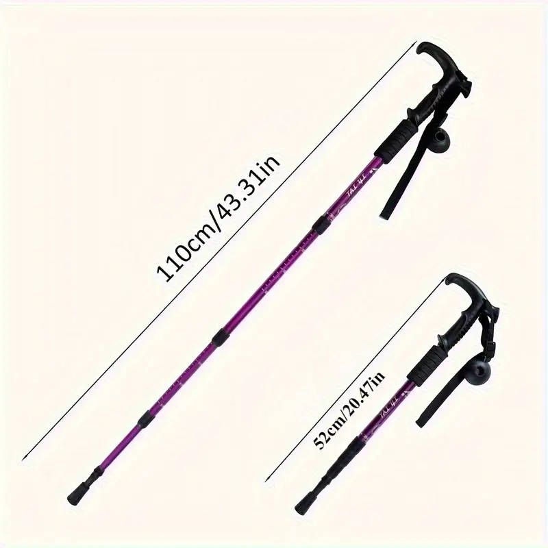 1pc Ultra-Lightweight Adjustable Trekking Pole with Ergonomic T-Handle Durable Aluminum Alloy for En