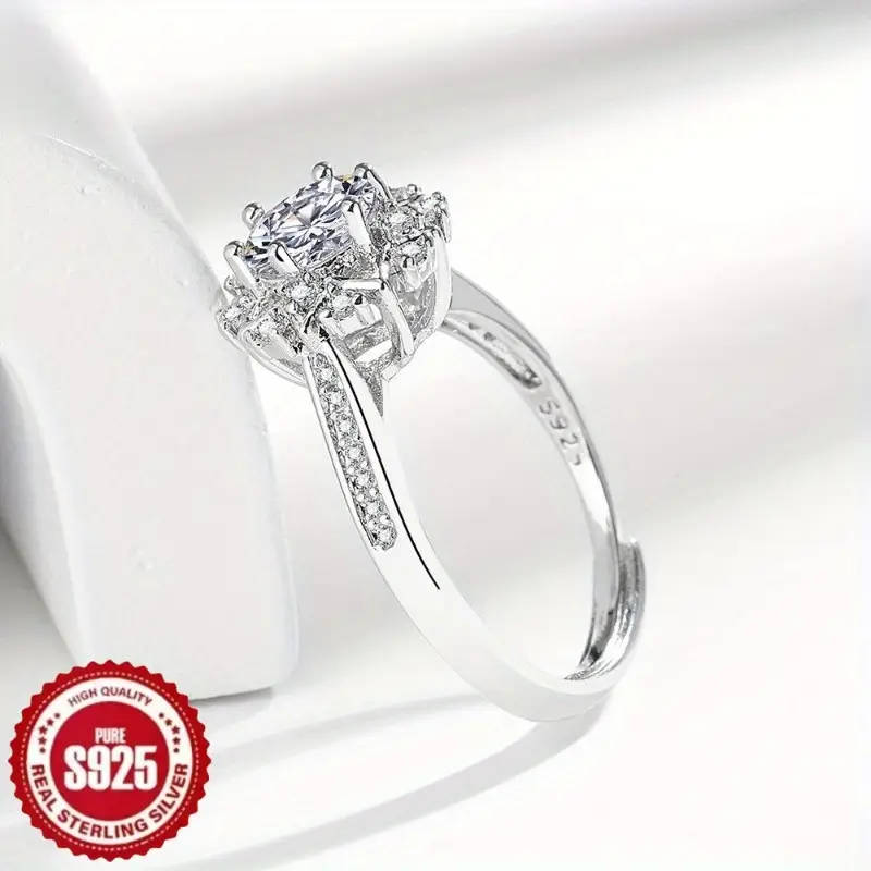 925 Sterling Silver Fashionable Snowflake Zirconia Ring