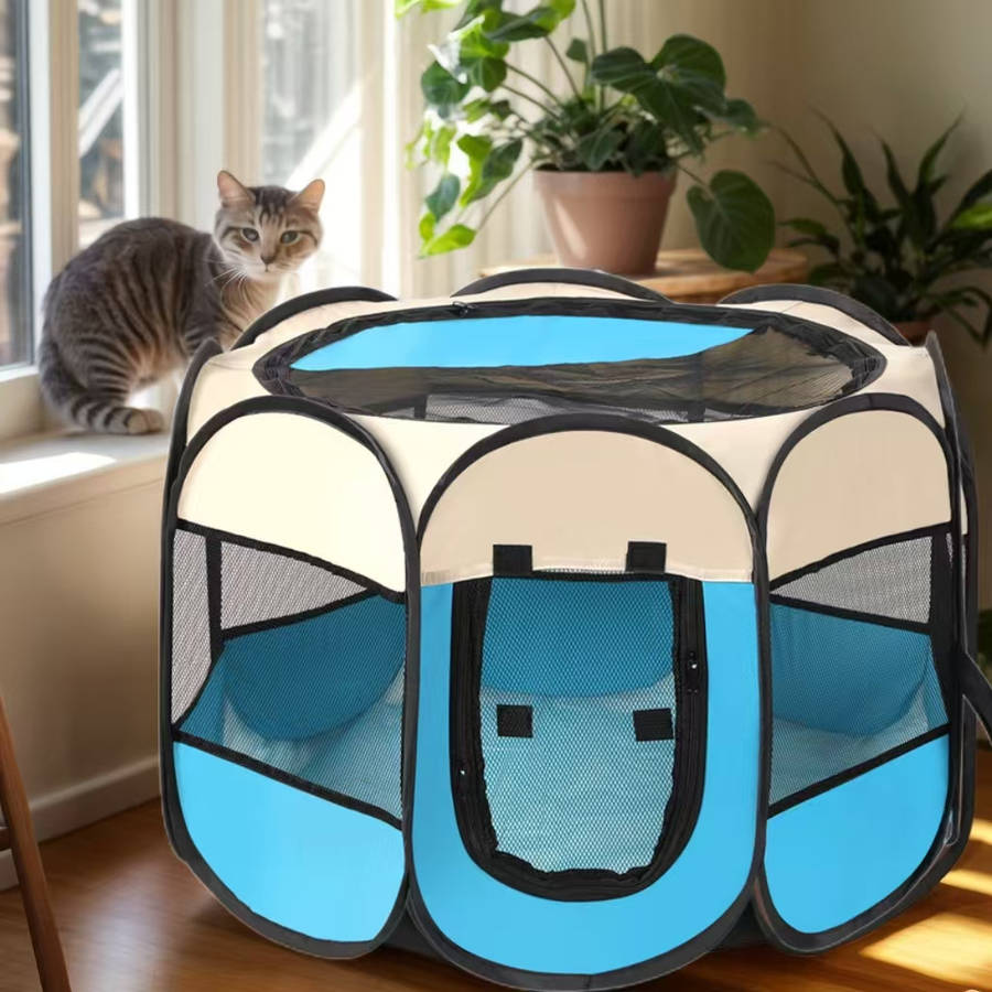 1pc Beige+gray size Size: 73*73*43cm (Foldable)Pet Cage