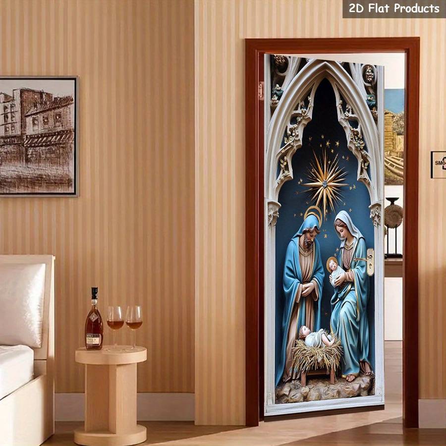 1pc 76.96x199.9cm Jesus Christian Themed Stickers