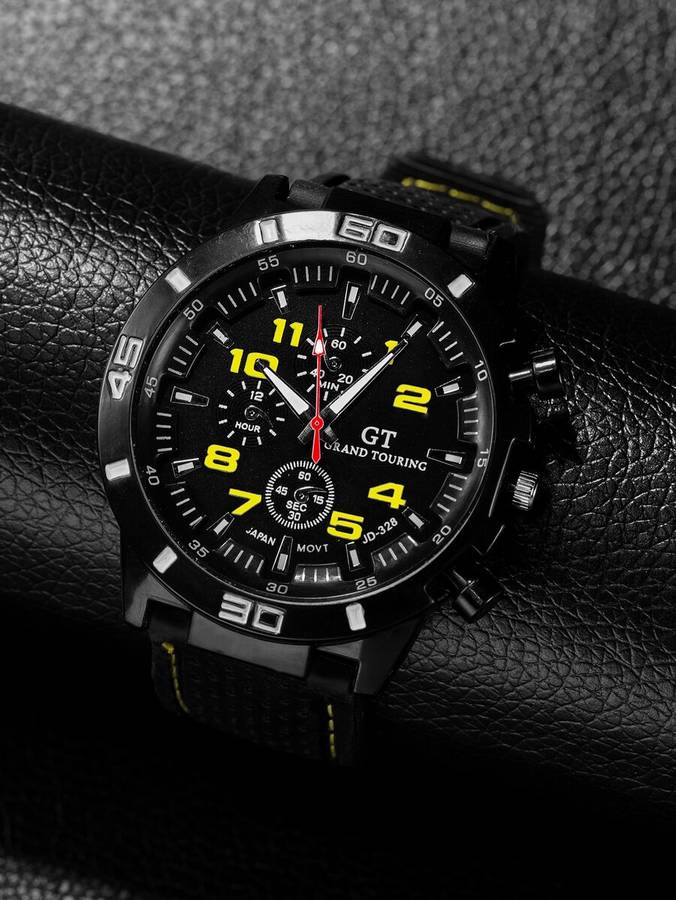 Mens GT Black / Yellow Sports Watch (Model L112)