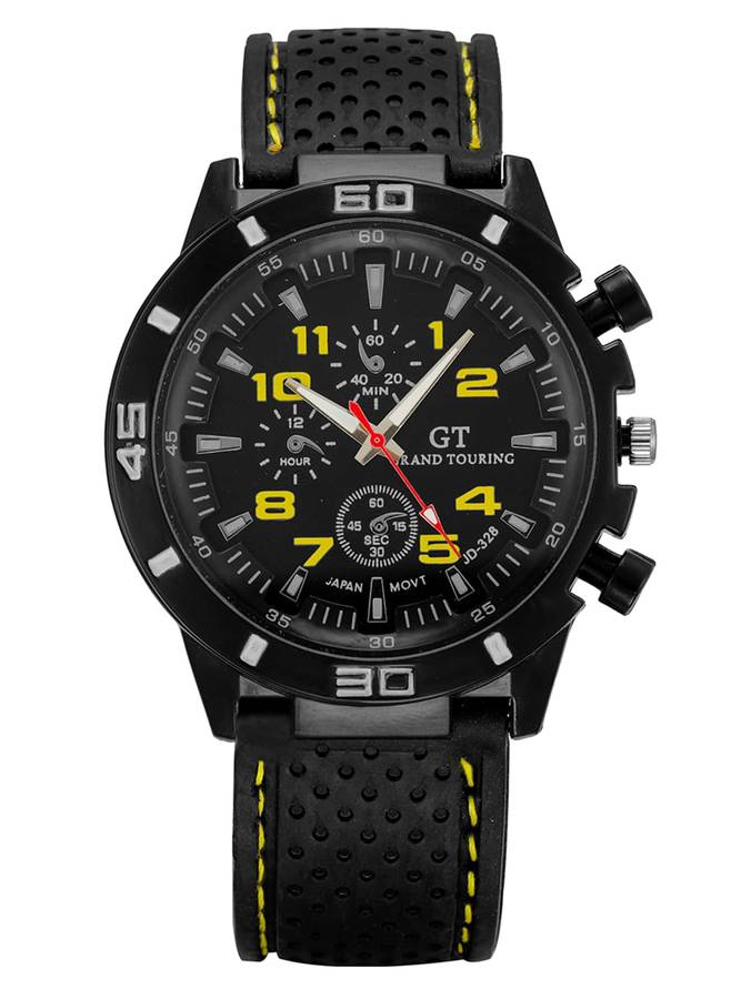 Mens GT Black / Yellow Sports Watch (Model L112)