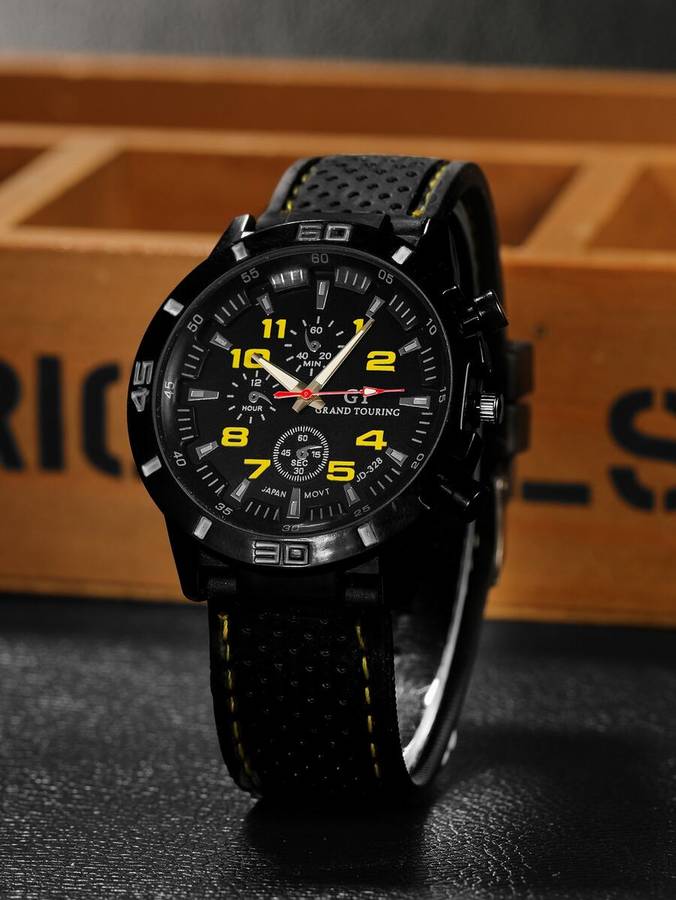 Mens GT Black / Yellow Sports Watch (Model L112)