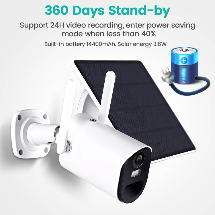 T20 1080P Full HD Solar Powered WiFi Camera, Support Motion Detection, Night Vision, Two Way Audio,