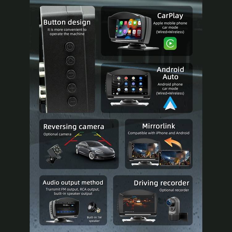 B5540 4.7 inch Allwinner Melis F133 Car MP5 Player, Support iOS CarPlay / Android Auto / BT / USB /