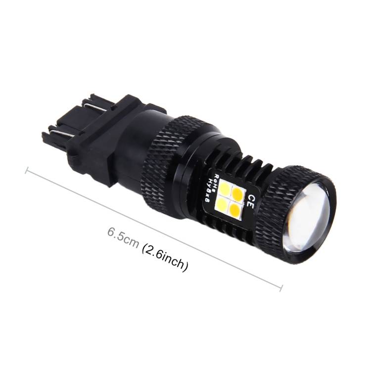 2 PCS Car Auto T25/3157 DC 12V 5W 350LM 16 SMD-3030 LED Bulbs Turn Lamp Backup Light, White + Yello