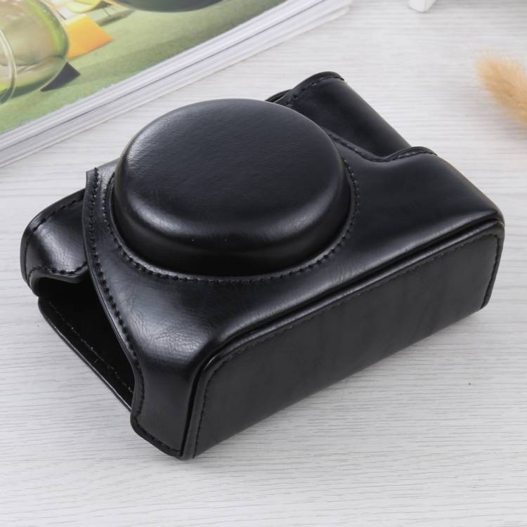 Full Body Camera PU Leather Case Bag for Sony ZV-1(Black)