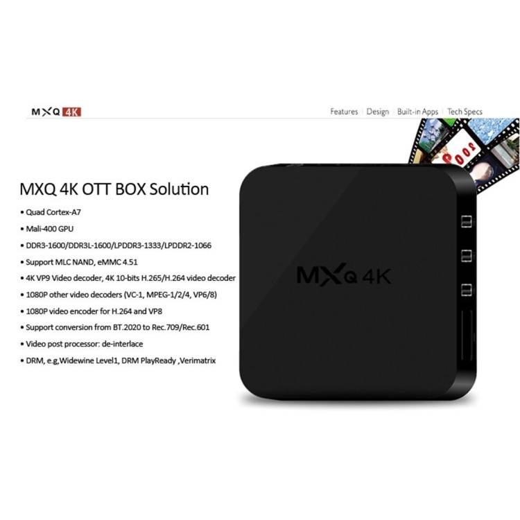 MXQ 4K Full HD Media Player RK3229 Quad Core KODI Android 9.0 TV Box with Remote Control, RAM: 1GB,