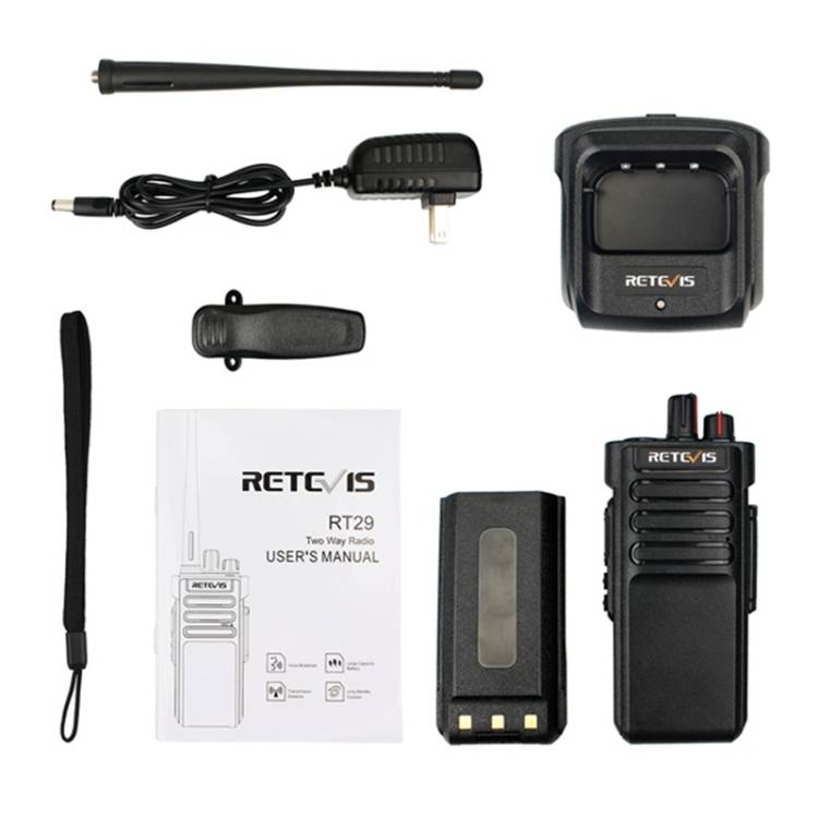 RETEVIS RT29 10W UHF 400-480MHz 16CHS Two Way Radio Handheld Walkie Talkie, US Plug(Black)