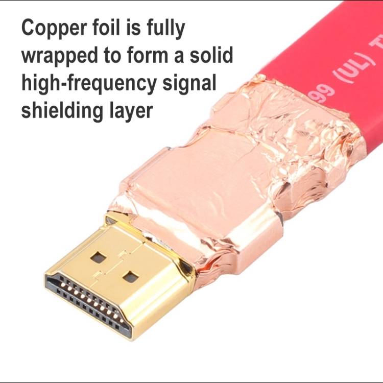 ULT-unite 4K Ultra HD Gold-plated HDMI to HDMI Flat Cable, Cable Length:8m(Red)