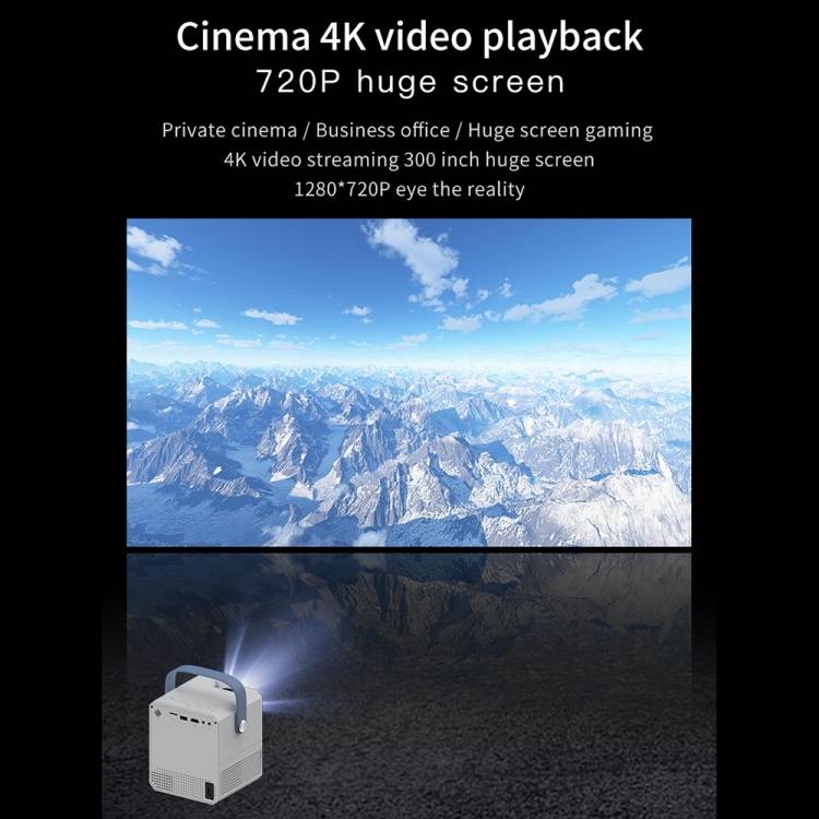 Q96 E300 Intelligent Portable HD 4K Projector, EU Plug, Specification:Android Version(White)