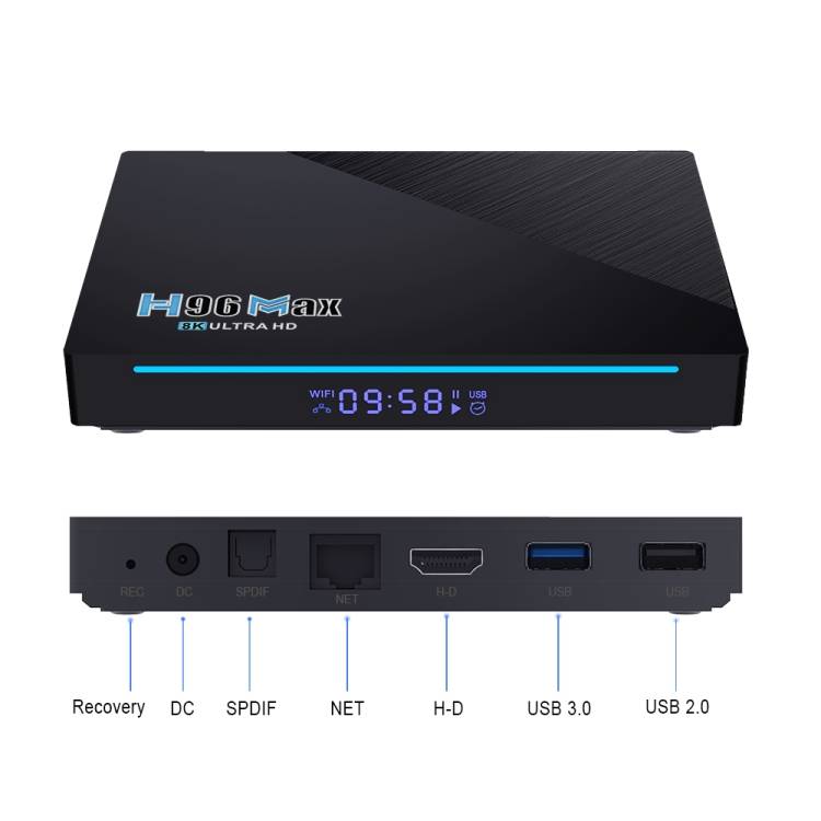H96 Max 8GB+128GB 8K Smart TV BOX Android 11.0 Media Player with Remote Control, Plug Type:EU Plug